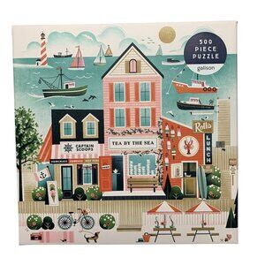 Galison Jigsaw Puzzle Beside the Sea 500 Piece 20" x 20" Boats Ocean Seaside New